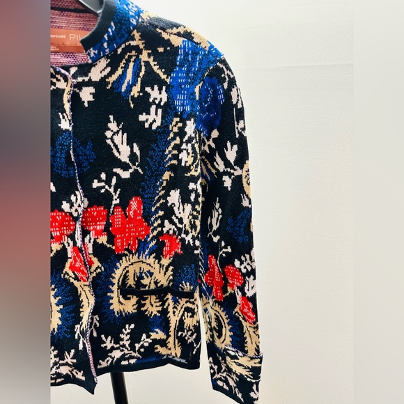 Pilcro for Anthropologie Blue Multicolor Patterned 3-Button Cardigan, Size XS - Picture 4 of 9